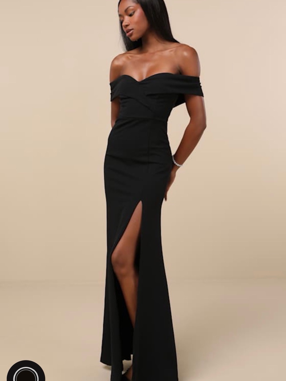 New Lulus Off-Shoulder Black Evening Gown